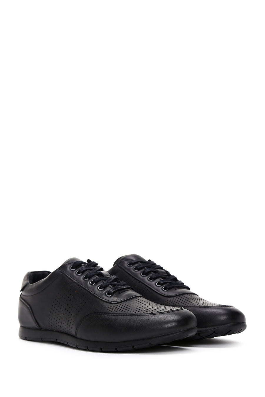 Men's Black Leather Casual Sneaker