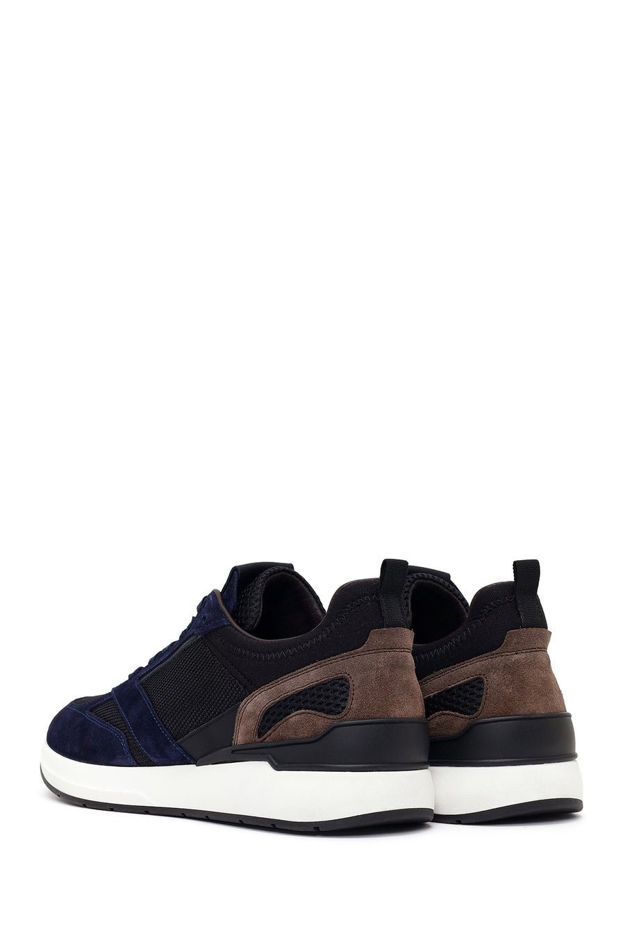 Erkek Lacivert Bağcıklı Deri Casual Sneaker