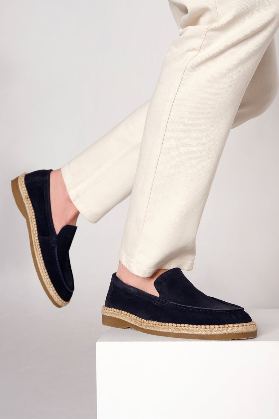 Erkek Lacivert Süet Deri Casual Loafer