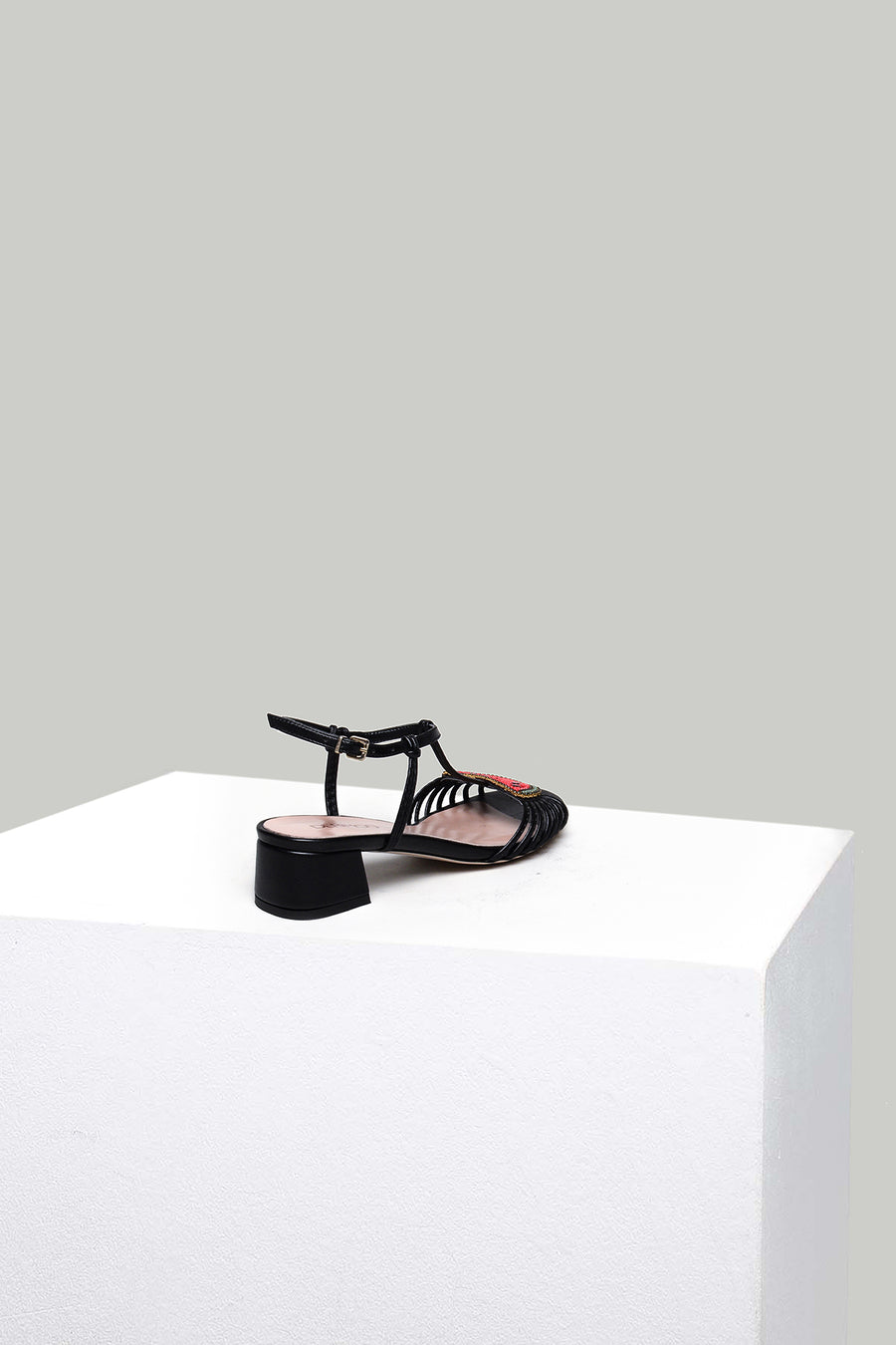 Watermelon Detailed Women's Heeled Leather Sandals