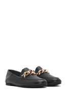 Kadın Siyah Tokalı Deri Maskülen Loafer | Derimod
