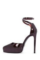 Women's Burgundy Patent Leather Platform High Heel Shoes | Derimod