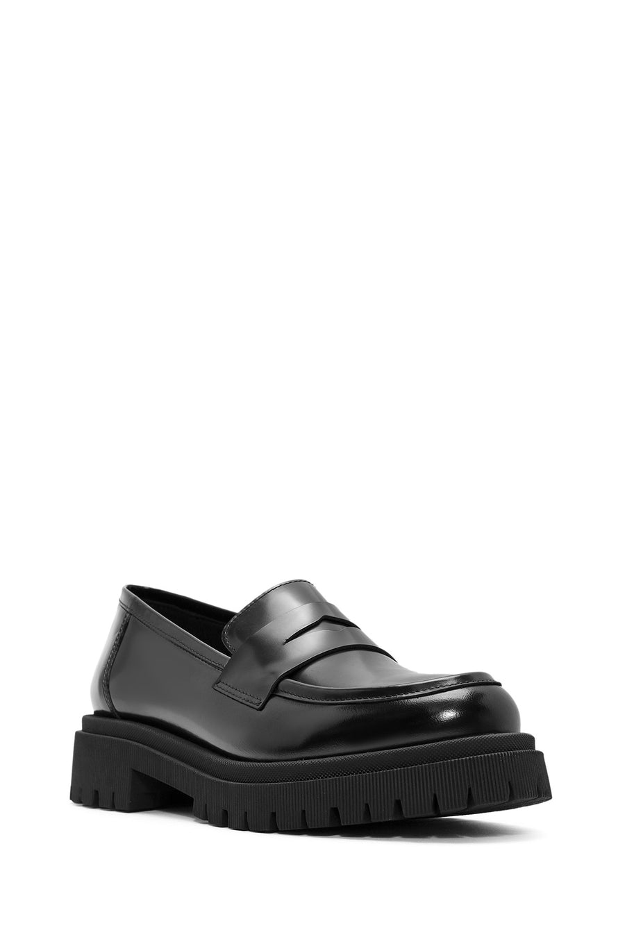 
Women's Black Thick Sole Leather Loafer

