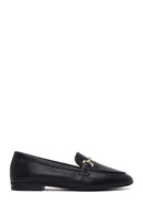 Woman Black Buckled Leather Classic Loafer | Derimod