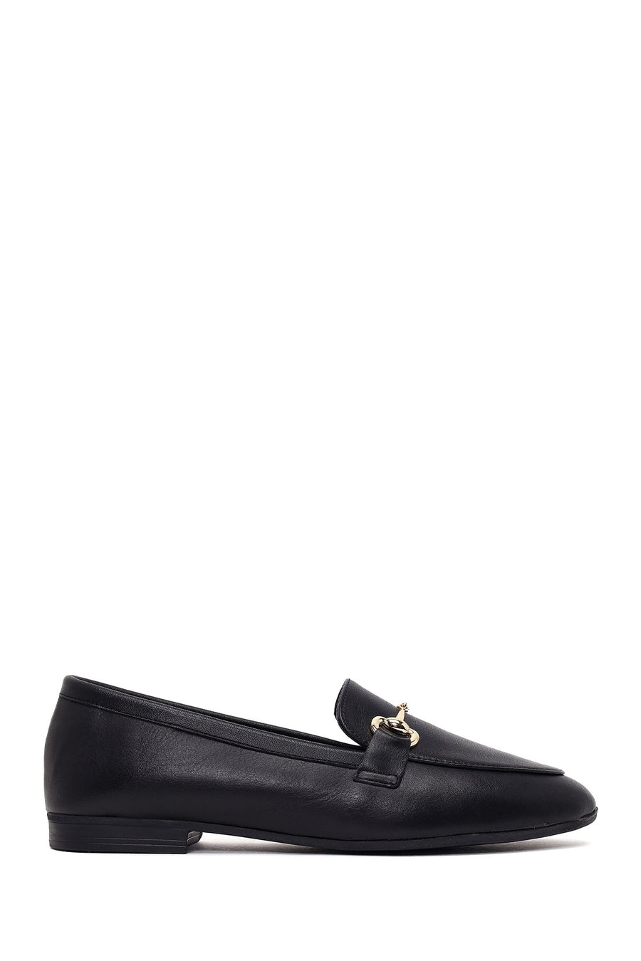 Woman Black Buckled Leather Classic Loafer 26AFD334118 | Derimod