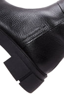 Women's Black Leather Zippered Thick Soled Boots | Derimod