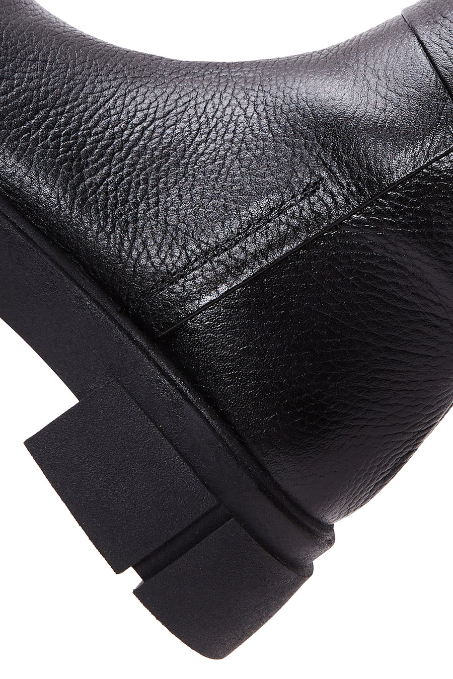 Women's Black Leather Zippered Thick Soled Boots