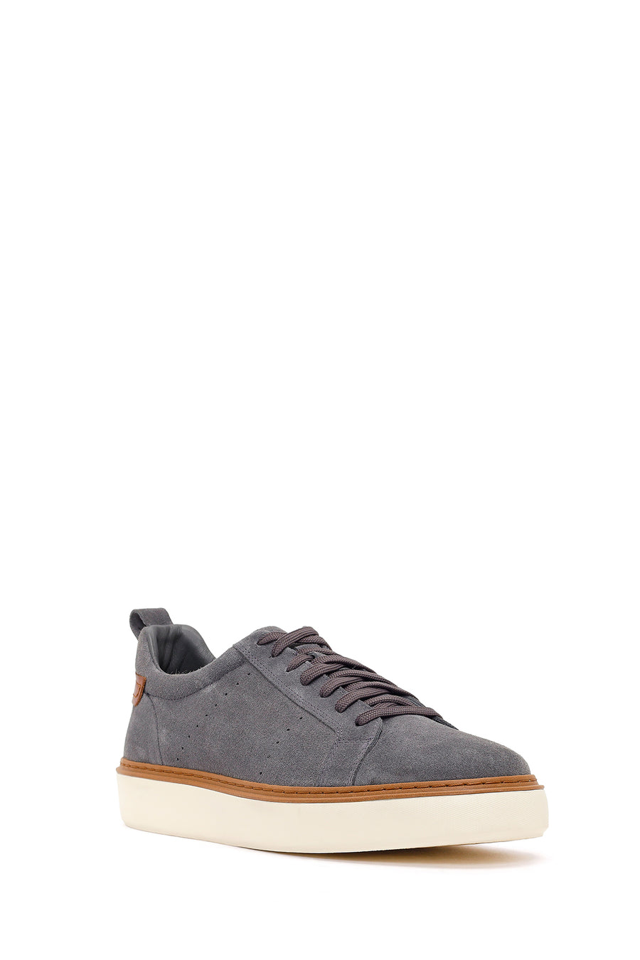 Erkek Gri Bağcıklı Kalın Tabanlı Süet Deri Sneaker