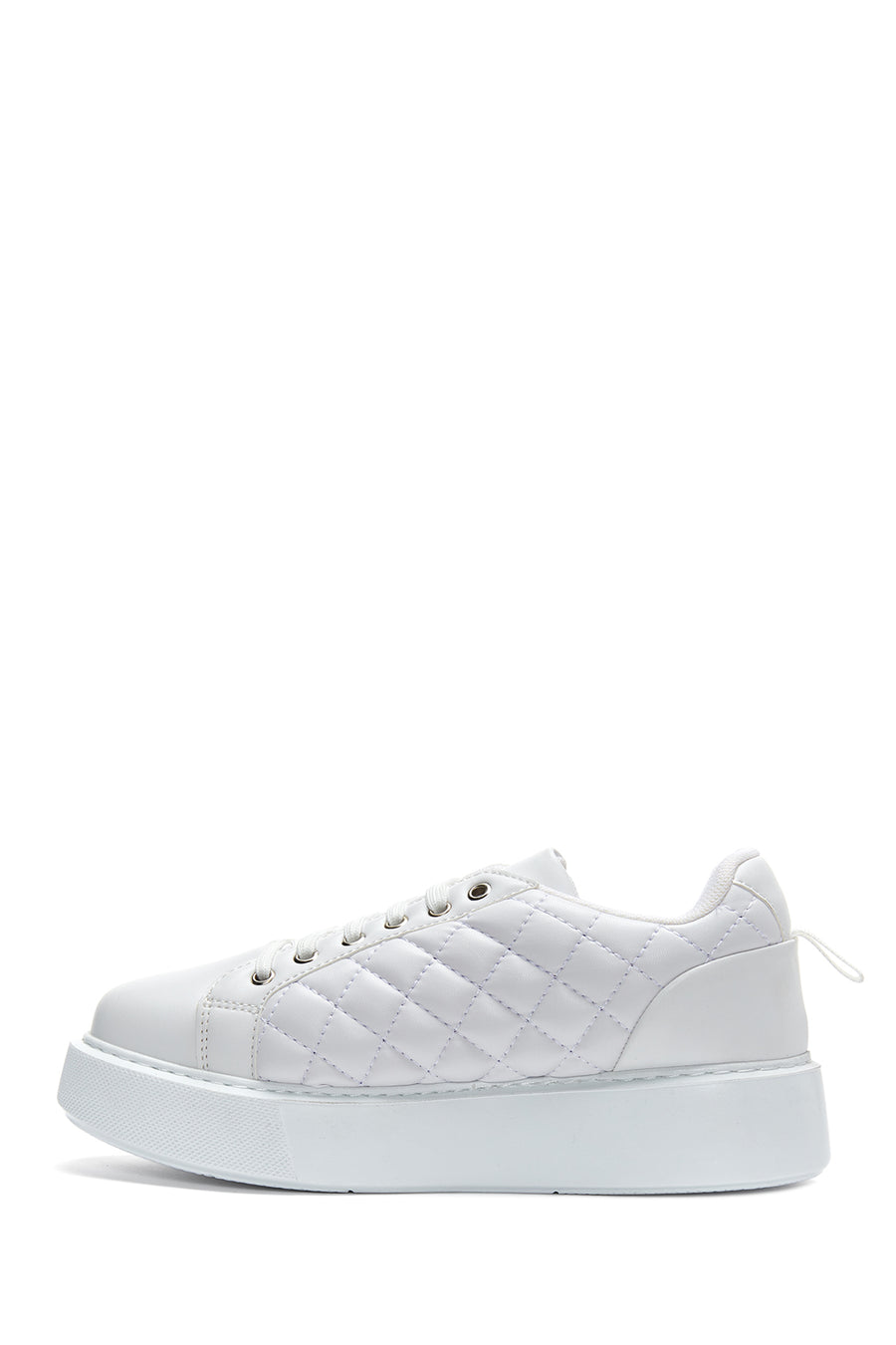 Kadın Beyaz Kapitone Kalın Tabanlı Sneaker