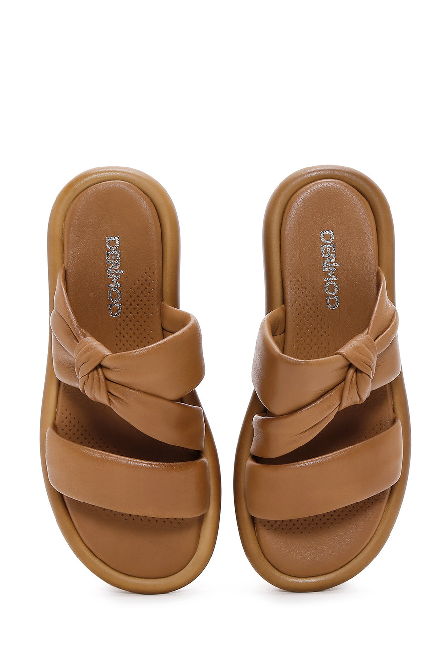Women's Tan Leather Comfort Slippers