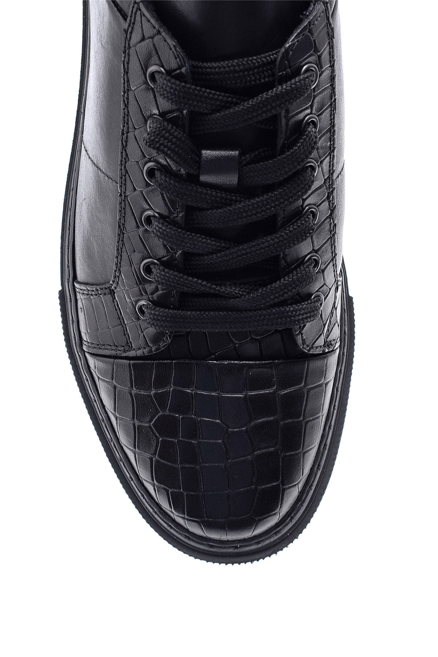 Erkek Kroko Detaylı Deri Sneaker