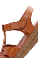 Women's Tan Leather Comfort Sandals | Derimod