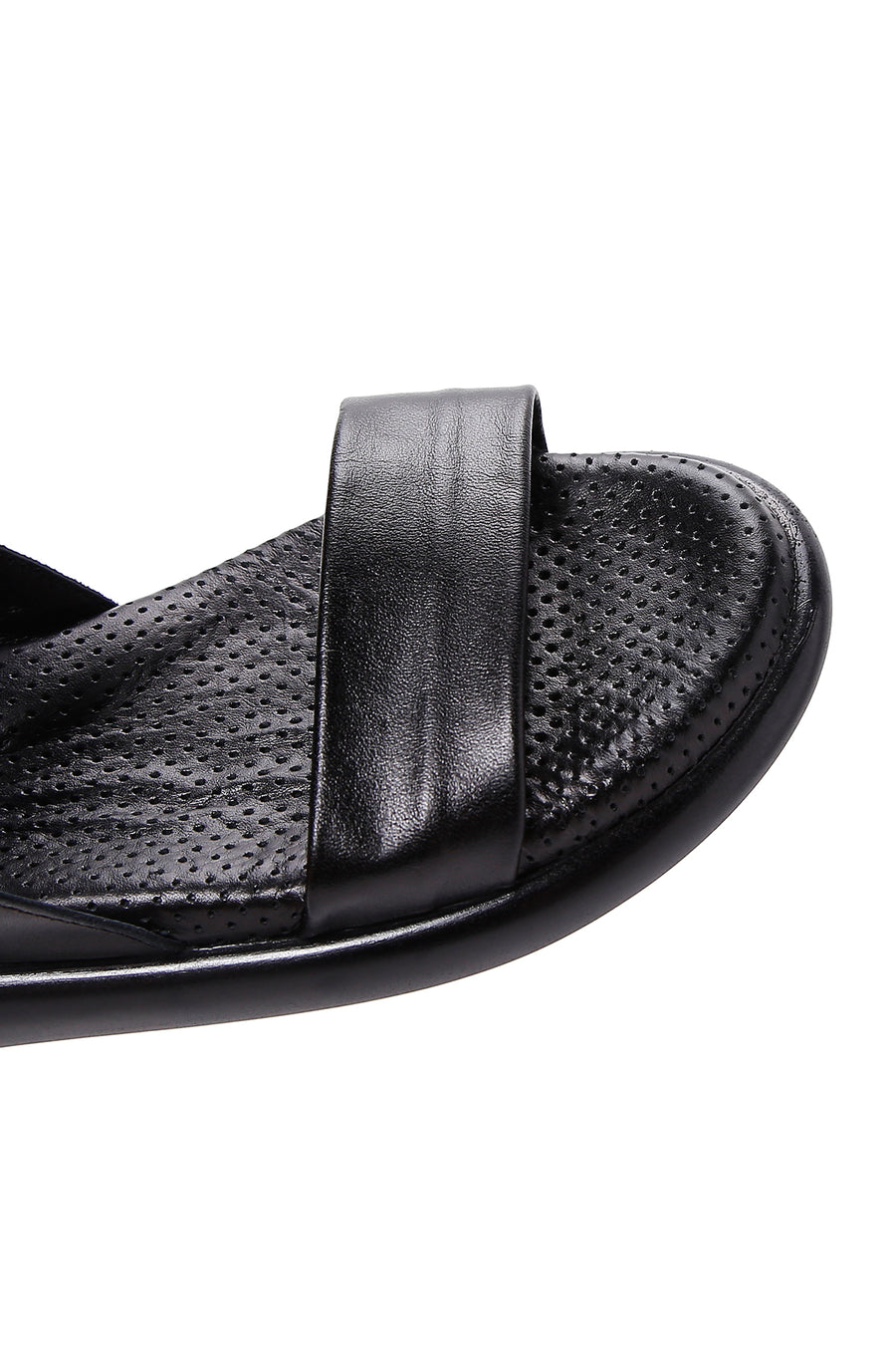 Women's Black Leather Comfort Sandals