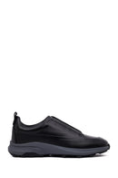 Men's Black Thick Sole Leather Casual Sneakers | Derimod