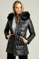 Blanch Long Women's Leather Jacket | Derimod