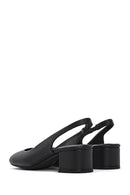 Derimod Flex Women's Black Open Back Thick Low Heel Leather Shoes | Derimod