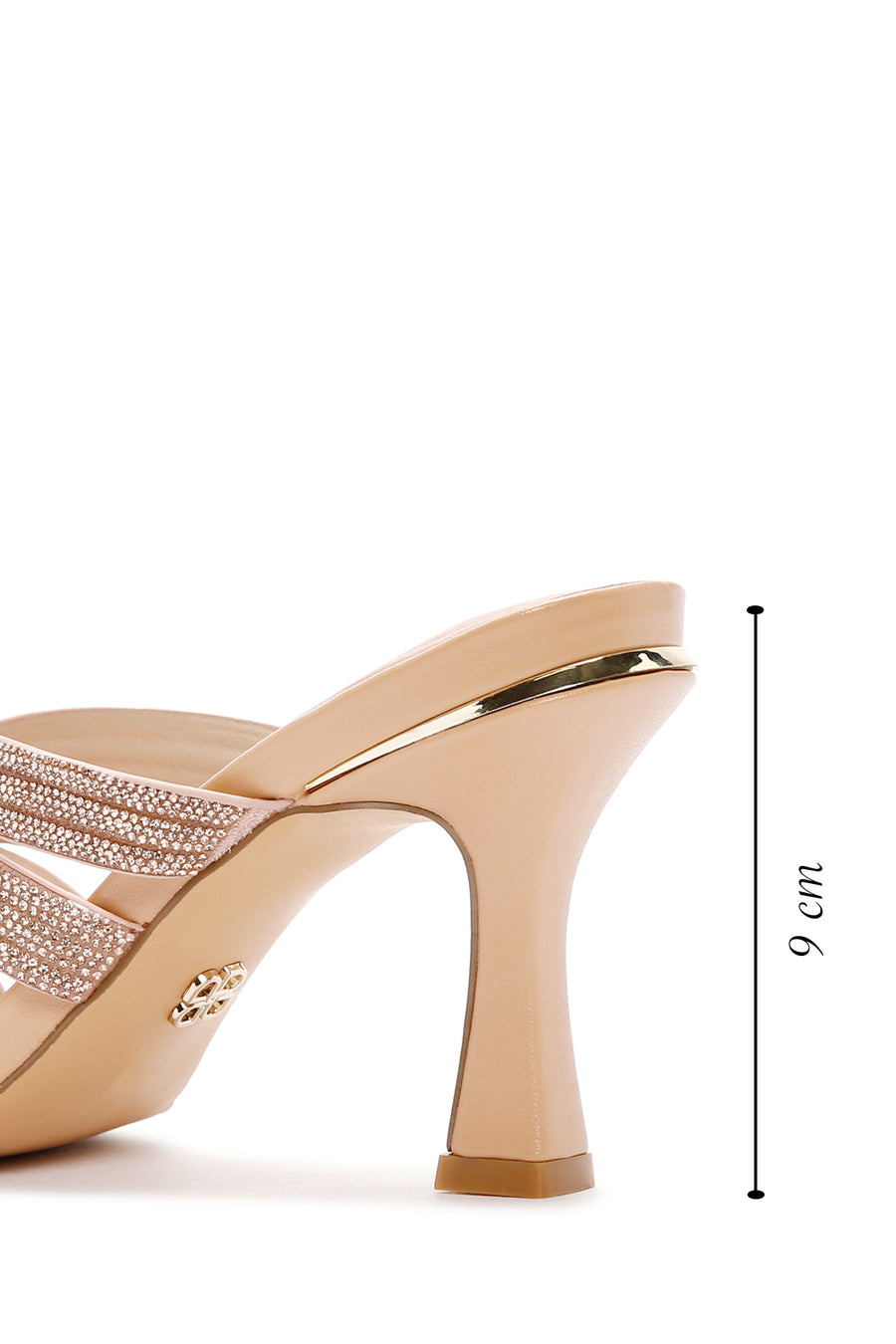 Women's Beige Stone Thin Heeled Slippers