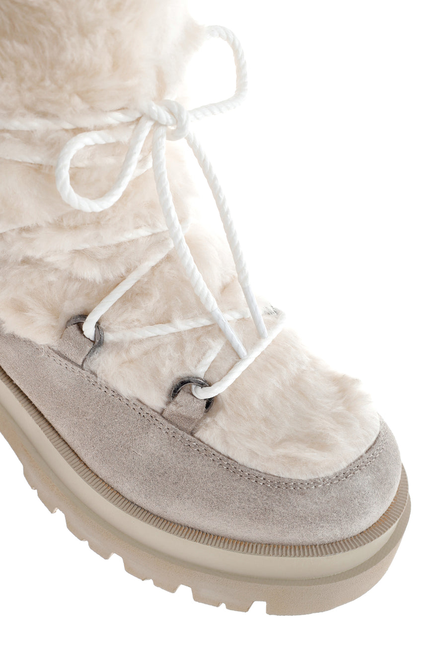 Women's Beige Plush Suede Leather Boots