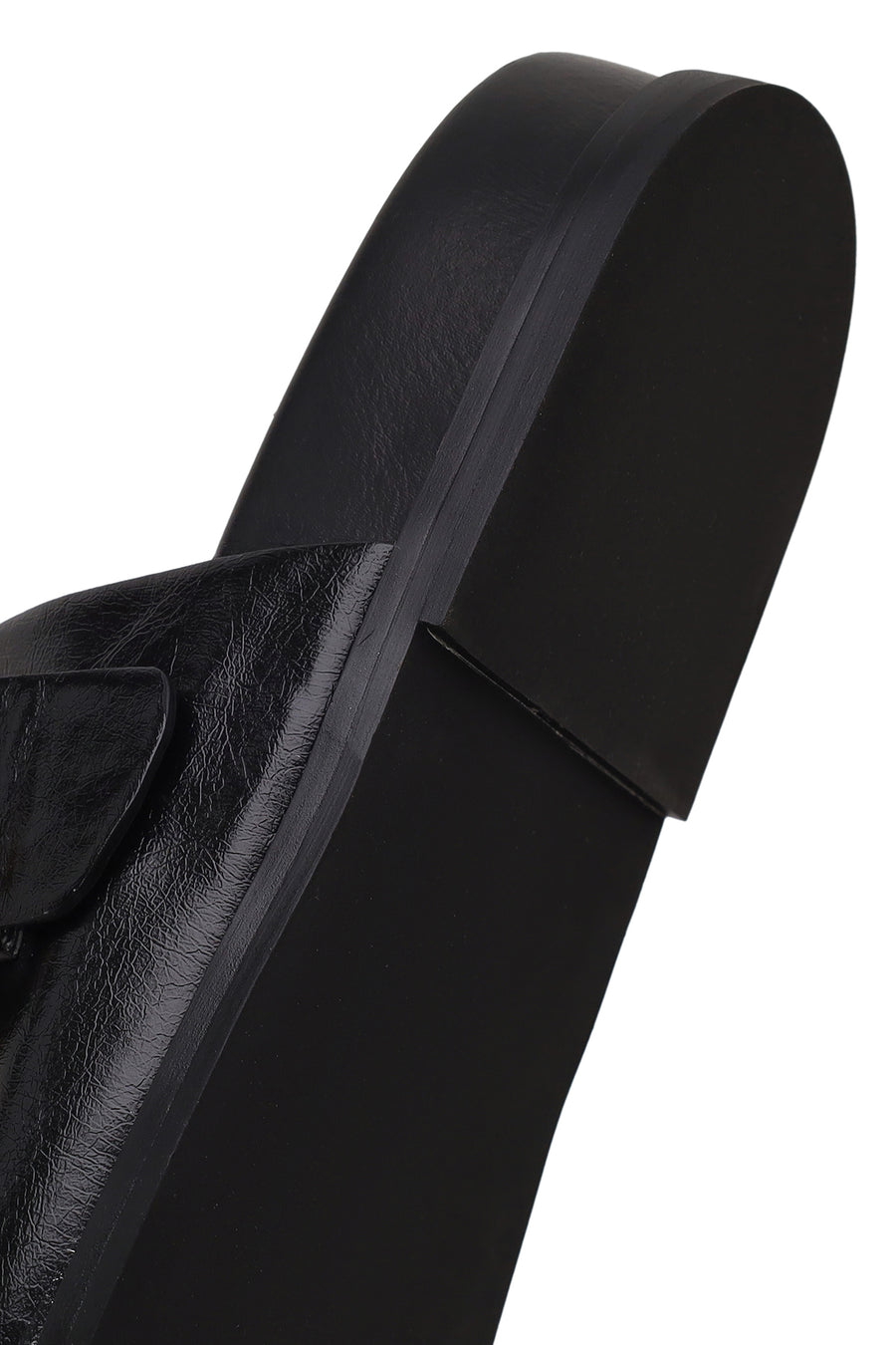 Woman Black Double-Buckle Slippers