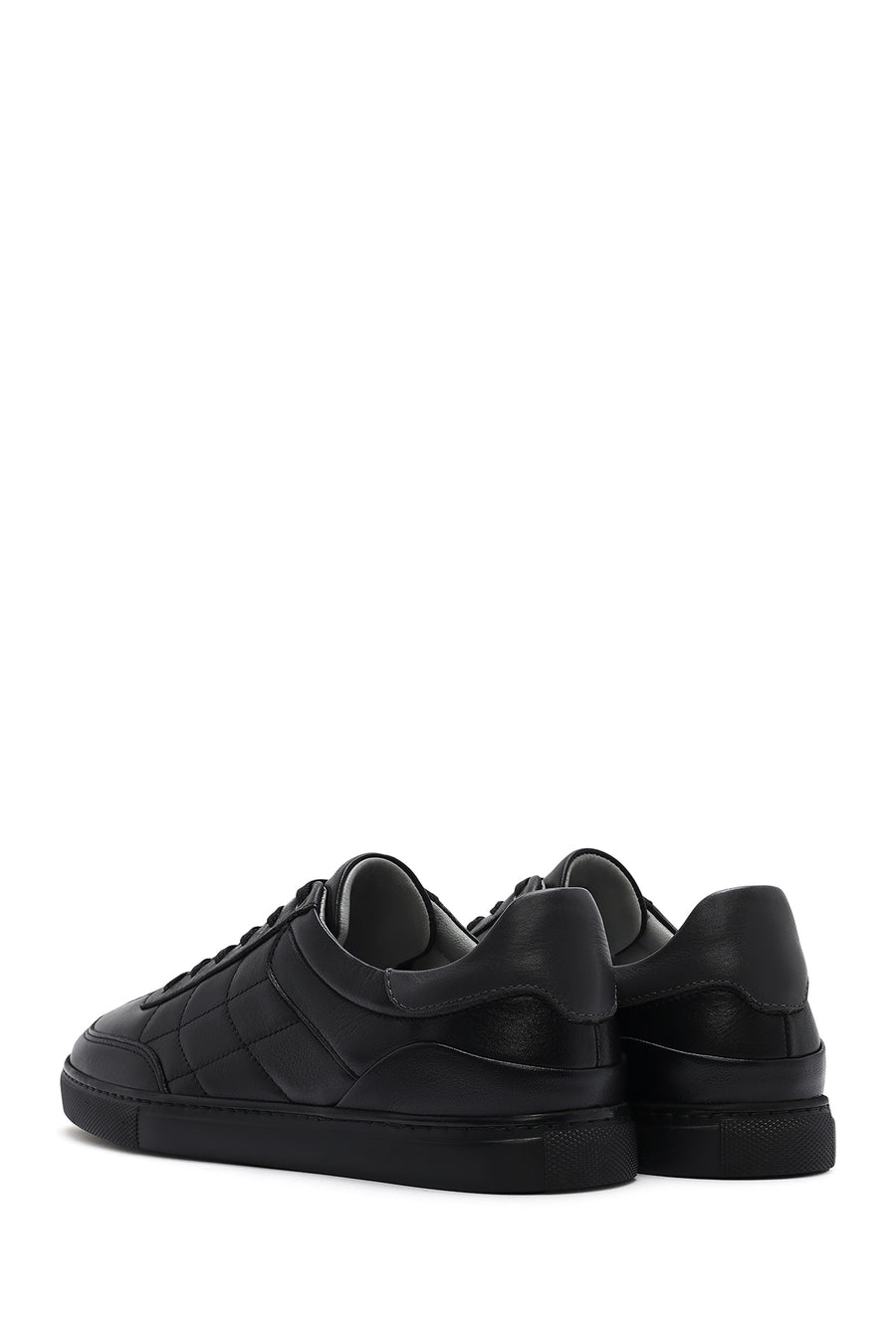 Erkek Siyah Bağcıklı Deri Sneaker
