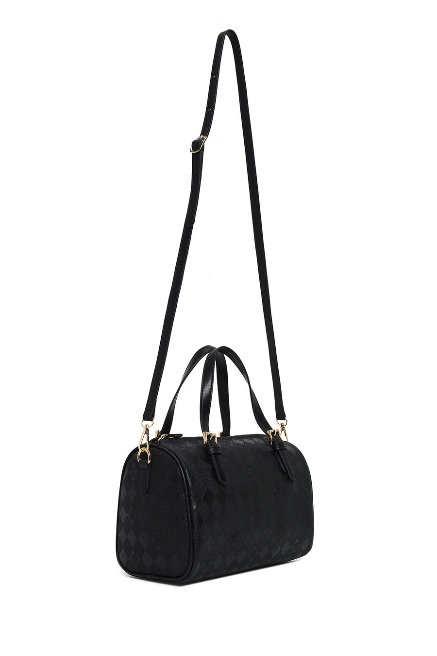 Woman Black Long-Strap Printed Shoulder Bag