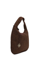 Woman Brown Braided Suede Shoulder Bag | Derimod