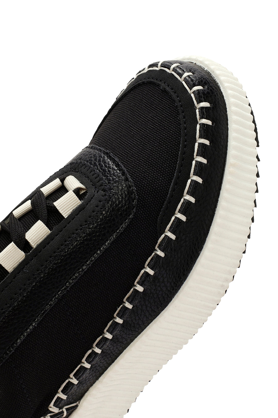 Kadın Siyah Bağcıklı Deri Sneaker