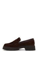 Woman Brown Thick-Soled Suede Masculine Loafer | Derimod