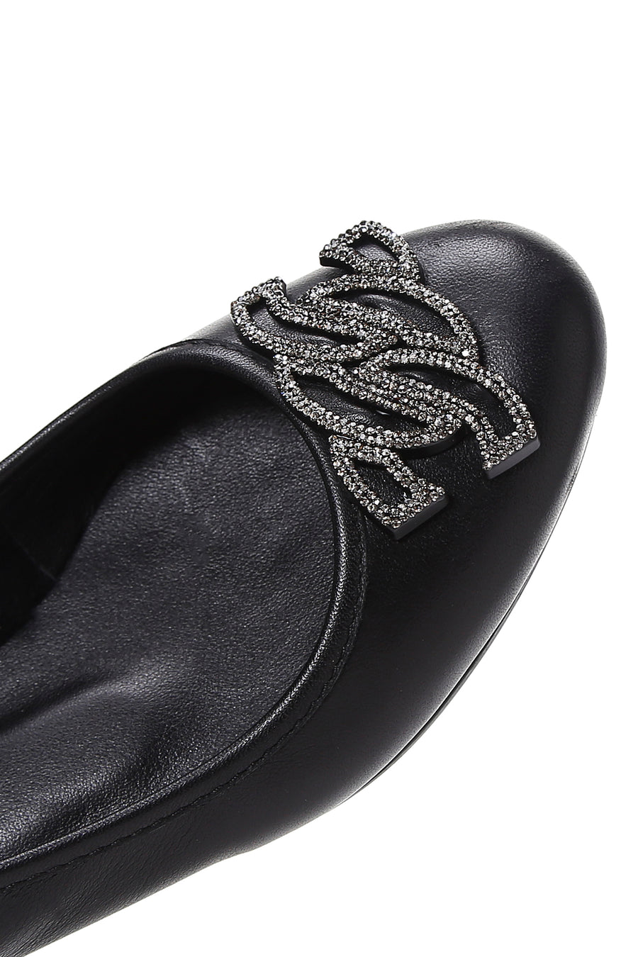 Women's Black Stone Leather Ballerinas