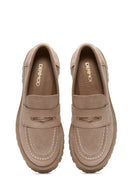 Kadın Bej Deri Süet Maskülen Loafer | Derimod