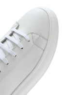 Men's White Lace-up Thick-Sole Leather Sneaker | Derimod