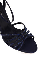 Woman Navy Ankle-Buckle Embellished Slim High-Heel Sandal | Derimod