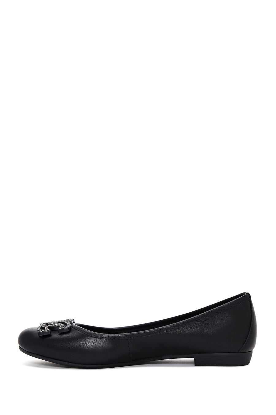 Women's Black Stone Leather Ballerinas