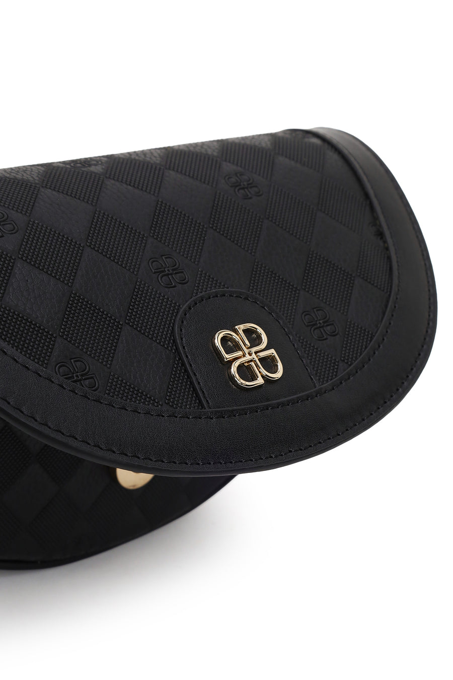 Kadın Siyah Uzun Askılı Baskılı Mini Çapraz Çanta