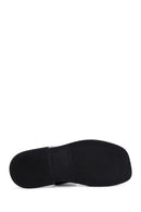 Women's Black Leather Comfort Slippers | Derimod