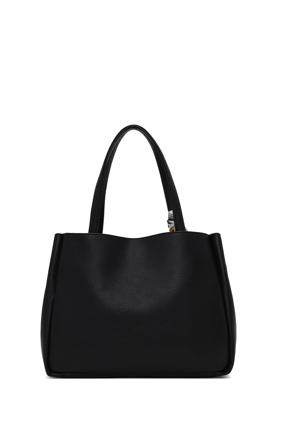Woman Black Long-Strap Accessorized Classic Shoulder Bag