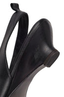 Women's Black Open-Back Heeled Leather Shoes | Derimod