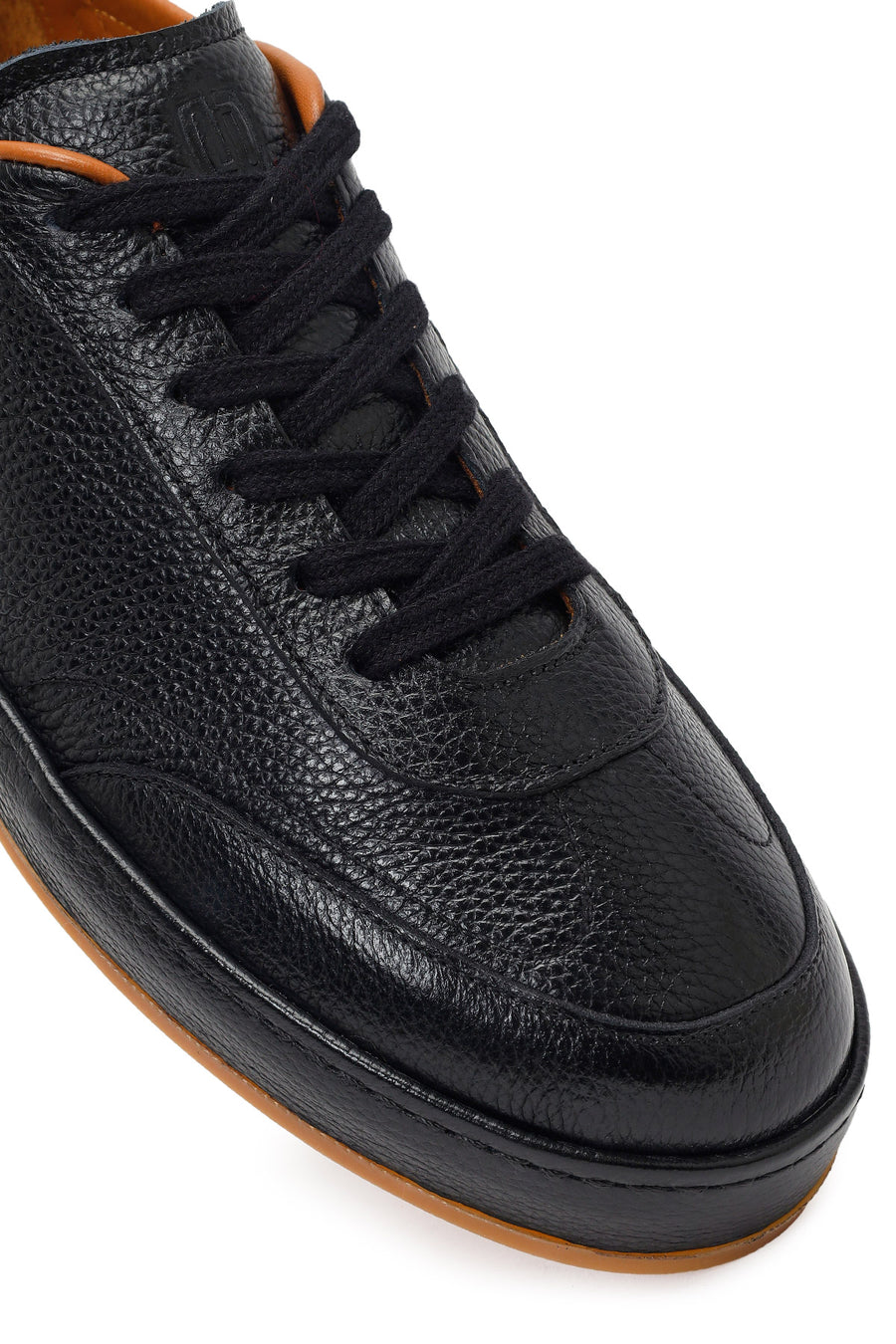 Erkek Siyah Bağcıklı Deri Sneaker
