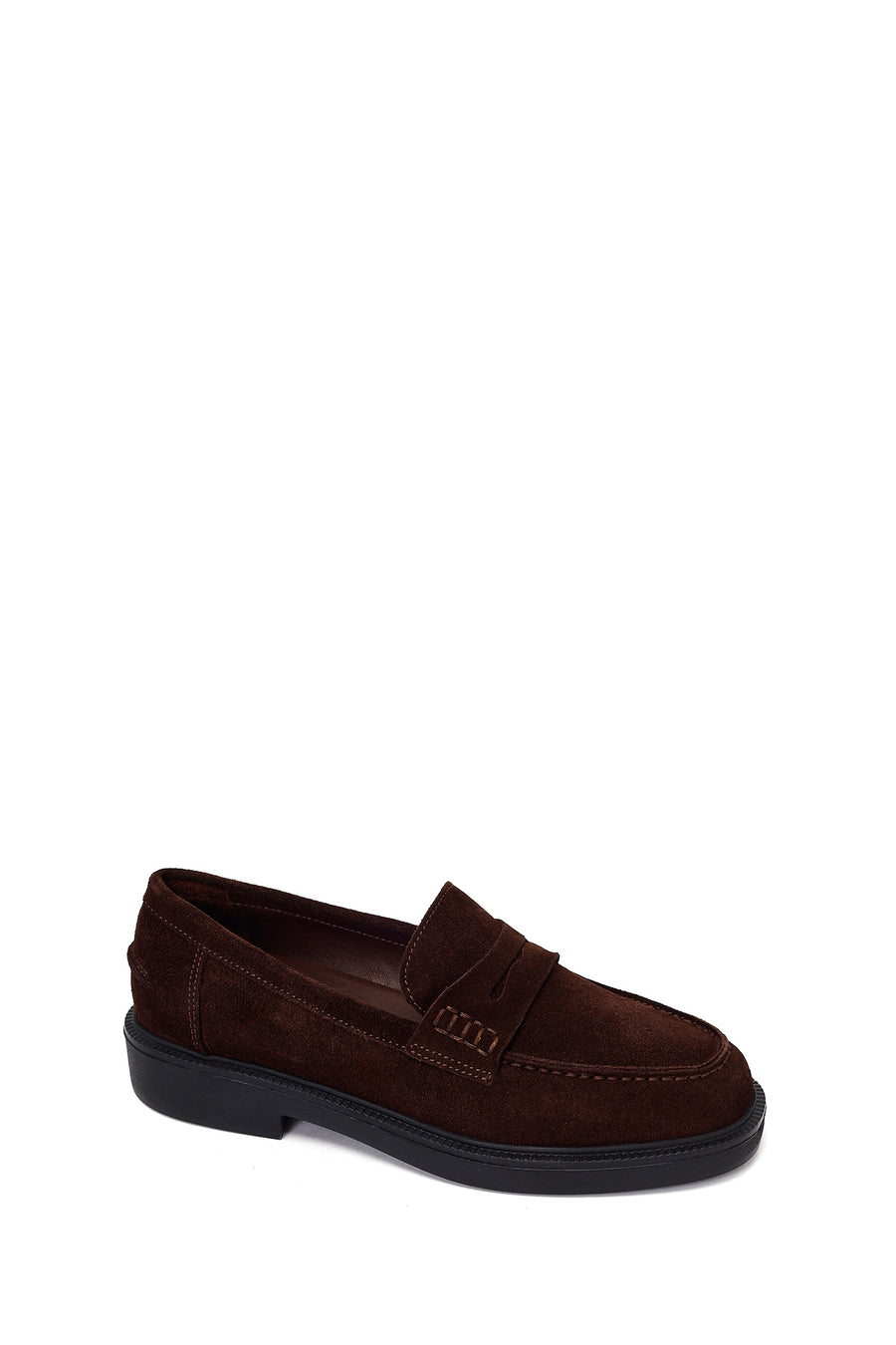 Kadın Kahverengi Süet Deri Maskülen Loafer