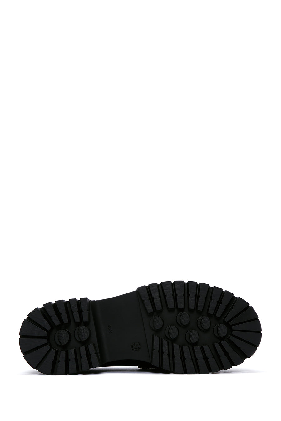 Kadın Siyah Taş Detaylı Deri Maskülen Loafer