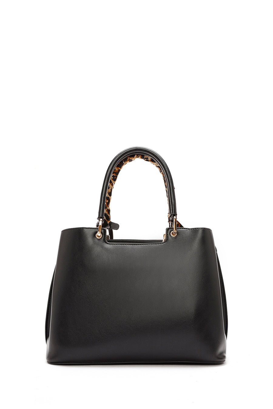 Women's Black Long Strap Handbag with Accessory Detail