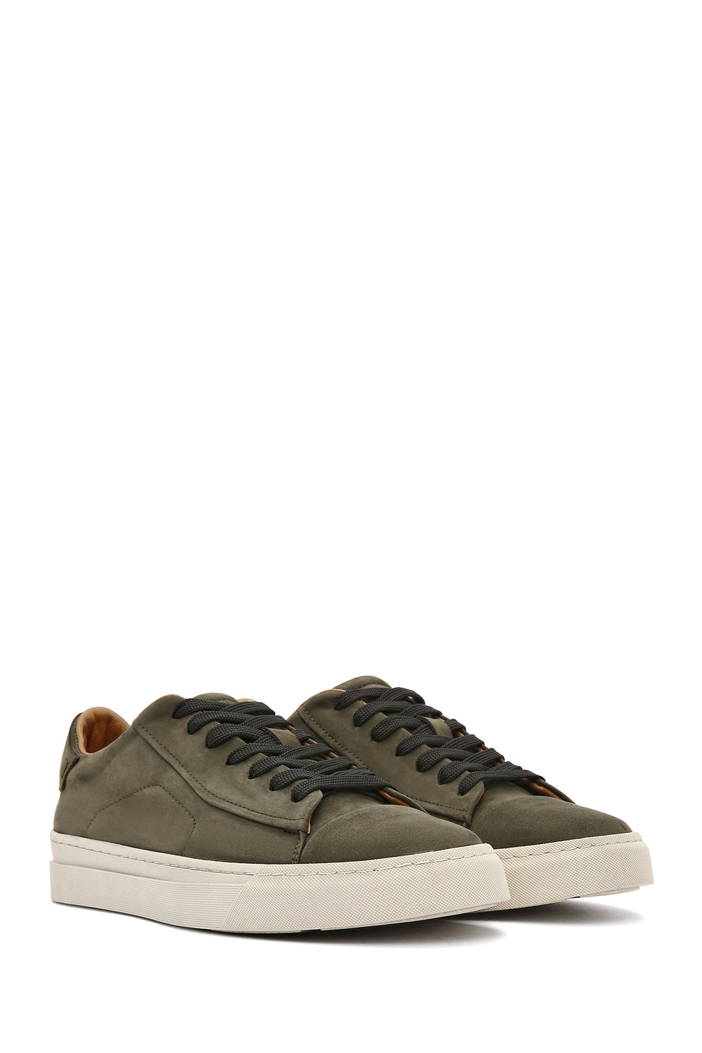 Erkek Haki Bağcıklı Nubuk Deri Sneaker
