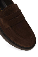 Kadın Kahverengi Süet Deri Maskülen Loafer | Derimod