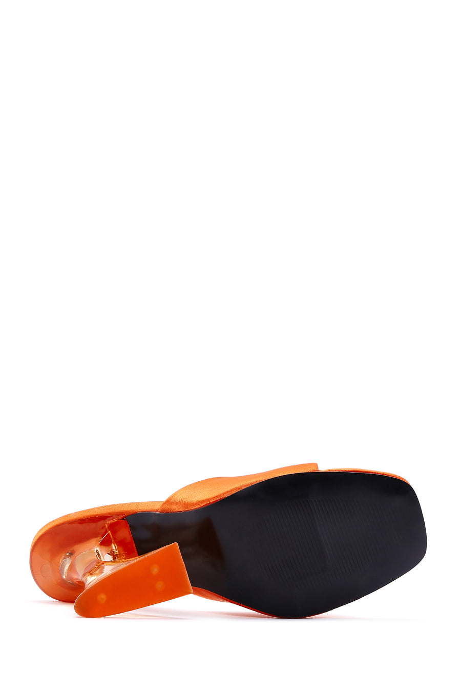Women's Orange Transparent Heeled Slippers