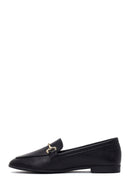 Woman Black Buckled Leather Classic Loafer | Derimod