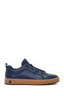 Male Navy Lace-up Leather Sneaker | Derimod