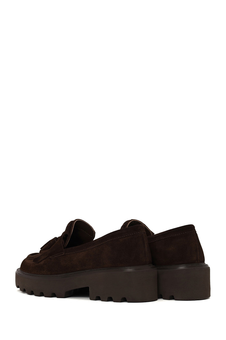Woman Brown Thick-Soled Tassel Suede Loafer