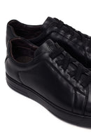 Erkek Siyah Bağcıklı Deri Sneaker | Derimod