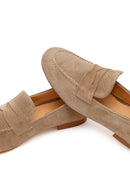Kadın Bej Süet Deri Maskülen Loafer | Derimod
