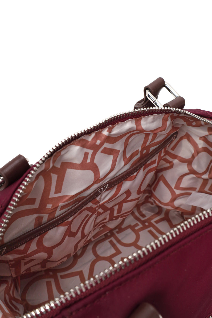 Woman Burgundy Long-Strap Fabric Shoulder Bag